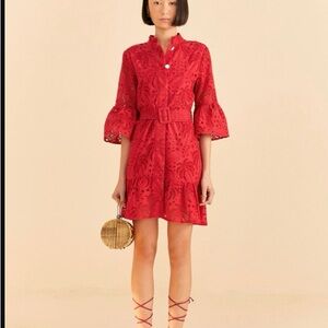 NWT Farm Rio Red Palm Tree Mini Dress L
